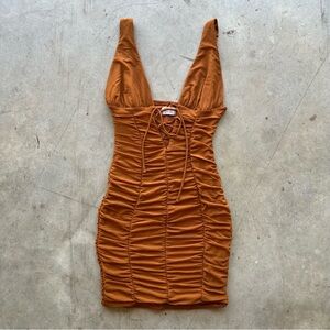 oh polly Ruched brown Dress
